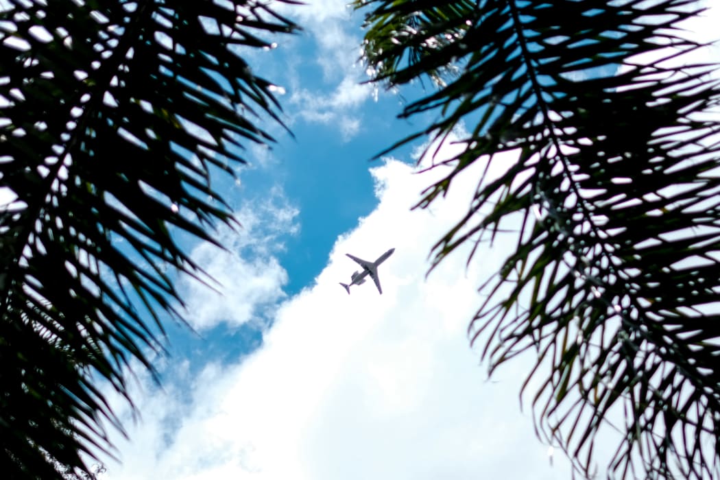 Airplane in the sky over Van Nuys