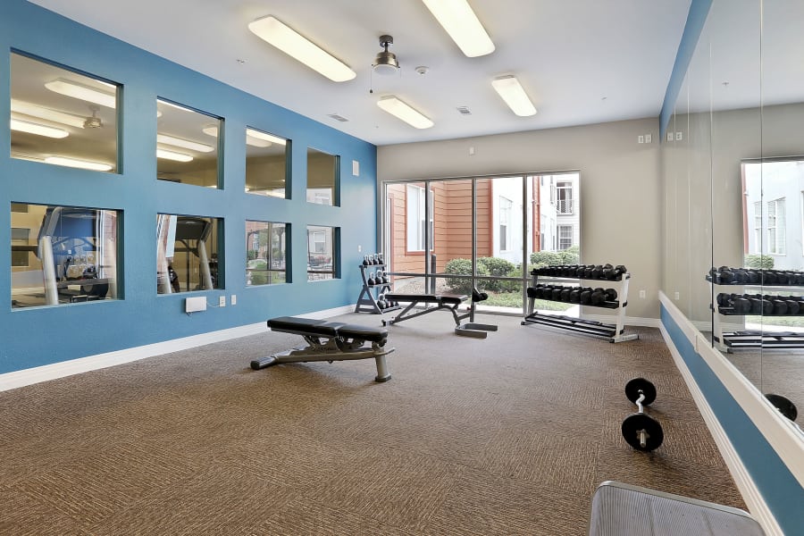 Spacious fitness center at Diamond at Prospect Apartments in Denver, Colorado