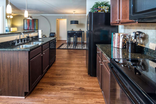 Lovely model kitchen at Enclave at Highland Ridge in Columbus, Georgia