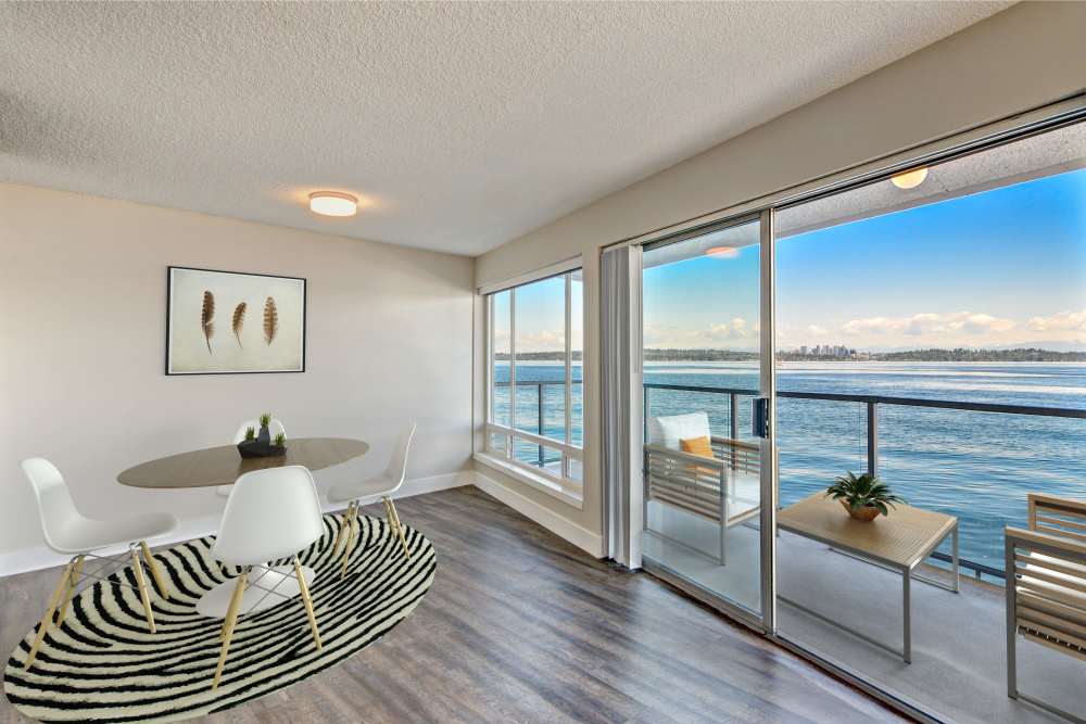 Walkout balcony with view of water at Lakefront on Washington in Seattle, Washington