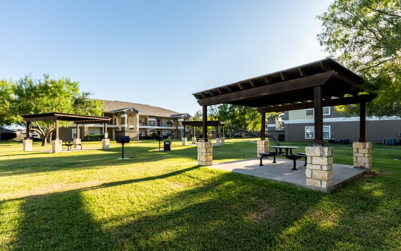 Great-for-entertaining picnic areas with grills at Pavilions at Northshore in Portland, Texas