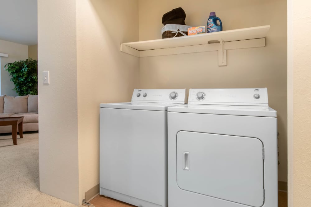 Washer and dryer in units at Autumn Chase Apartments in Vancouver, Washington