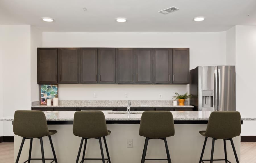 Community kitchen at Henderson on Reinli in Austin, Texas