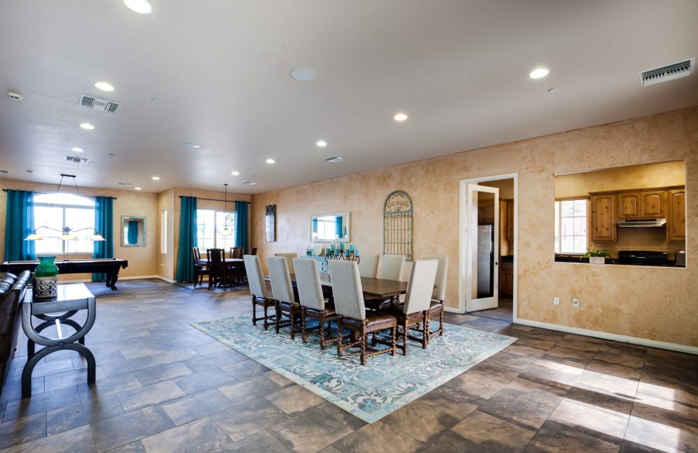 Clubhouse seating at Miraflores Apartments in El Centro, California