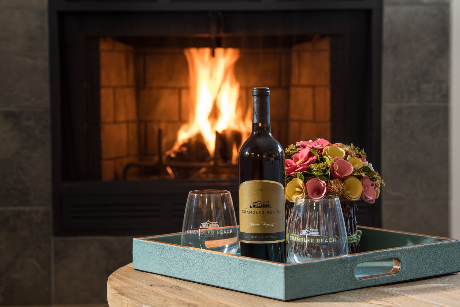 Fireplace at Campbell Run Apartments in Woodinville, Washington