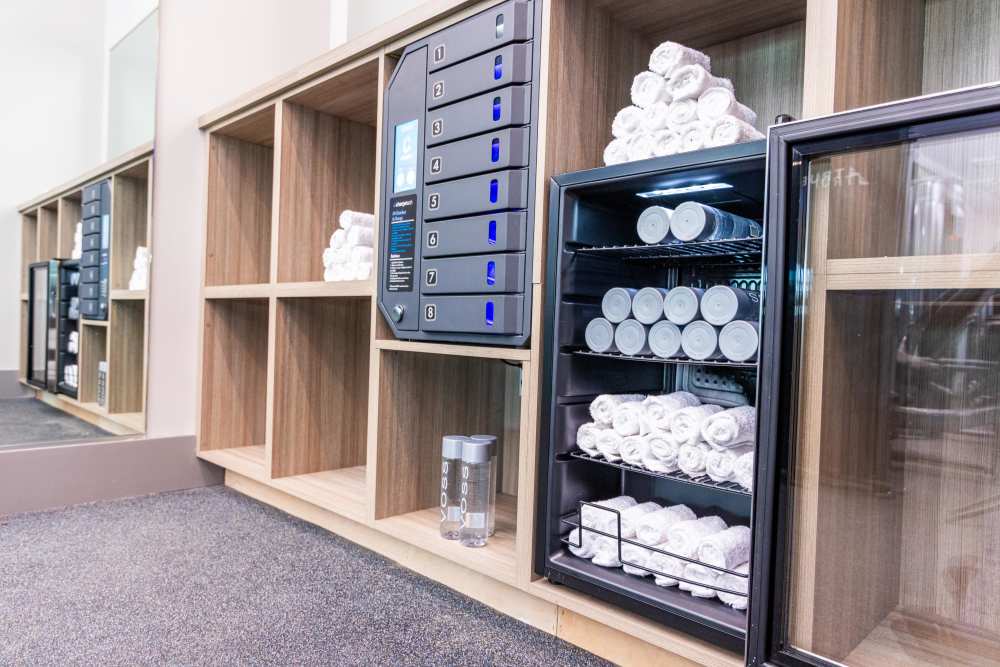 Community eco-friendly filtered water bottle refill station at Zeta Luxury Apartments in Sacramento, California