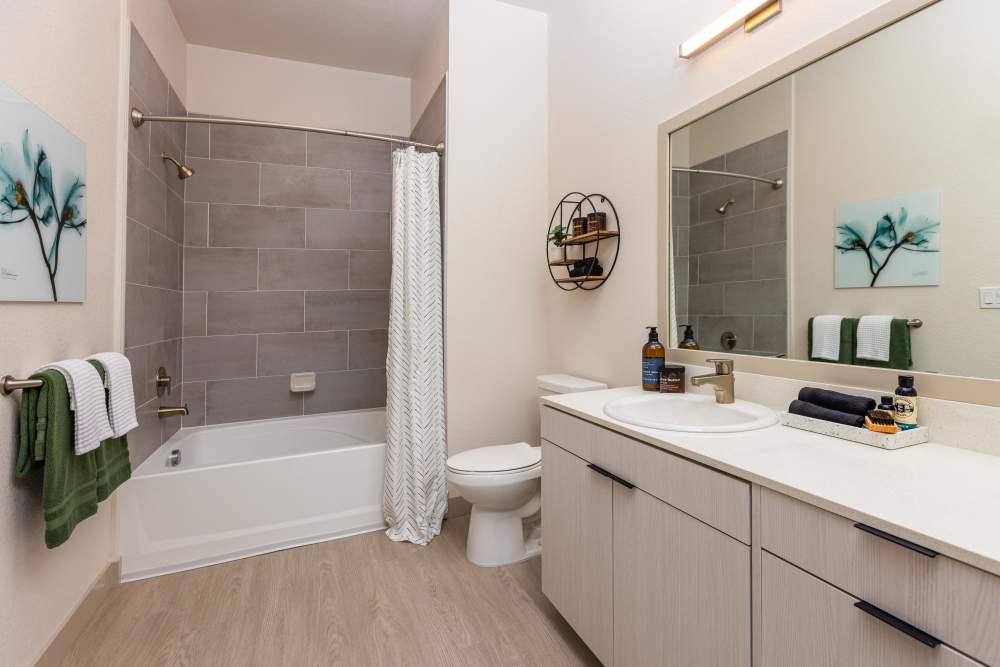 Bathroom at Zeta Luxury Apartments in Sacramento, California