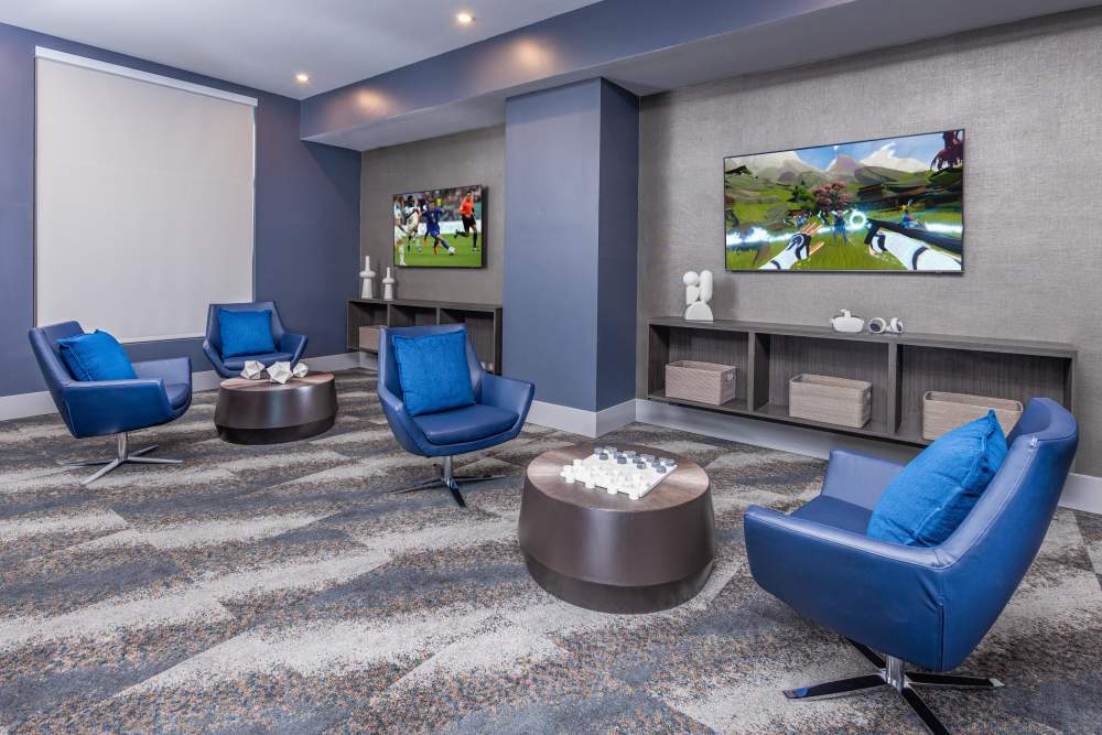 Community lounge at at Zeta Luxury Apartments in Sacramento, California