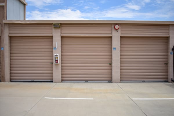 Three exterior storage units side by side at STOR-N-LOCK Self Storage in Palm Desert, California