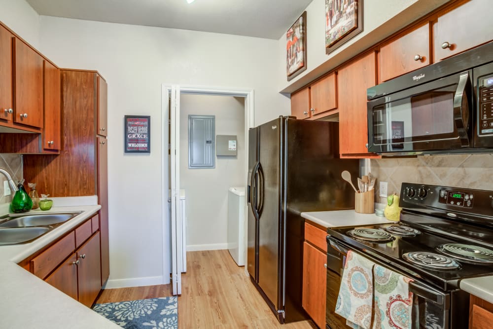 Model kitchen at Park Hudson Place in Bryan, Texas