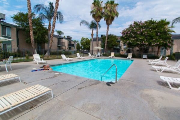 Swimming pool at San Tropez Apartments in Fresno, California
