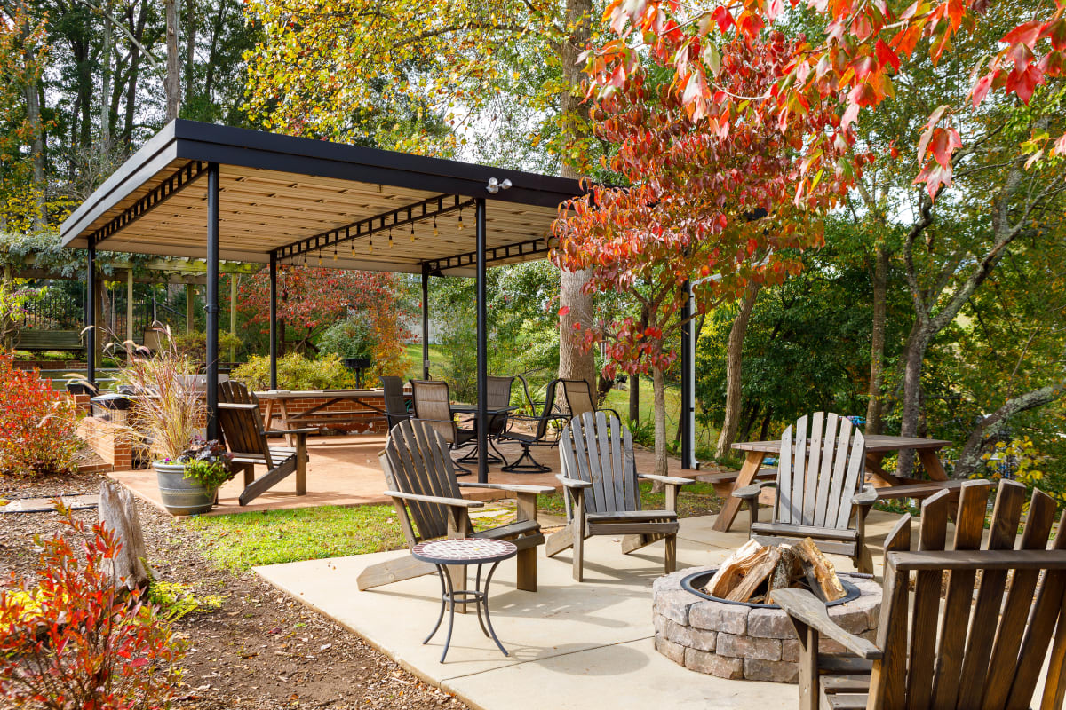 Meeting area with a fireplace at Lofts by the Lake in Greer, South Carolina