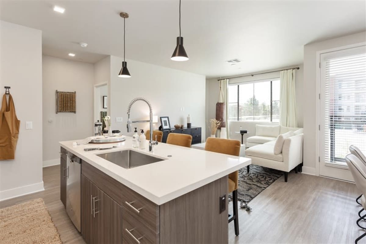 Kitchen with pendant lighting at The Retreat at Rio Salado, Tempe, Arizona