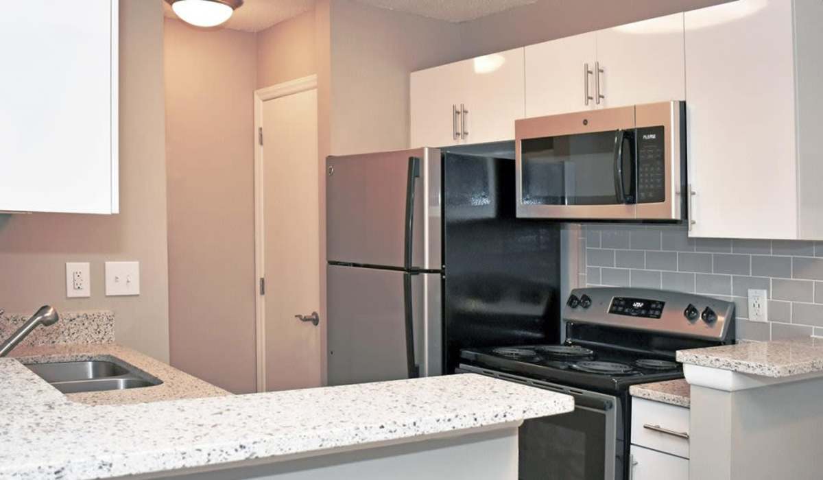 Modern kitchen at Commons at University Square in Charlotte, North Carolina