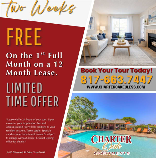April Specials at Charter Oak in Euless, Texas  