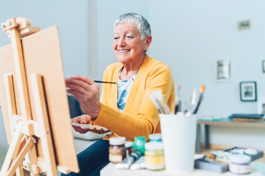 Residents in a paint class at The Alexander in Bend, Oregon