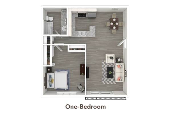 One-Bedroom Floor Plan at Villa Vicente Apartment Homes in Mid-Wilshire