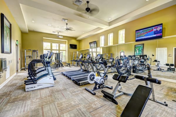 Fully equipped fitness center at Hacienda Club in Jacksonville, Florida
