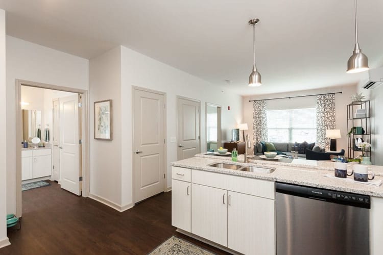 Beautifully designed kitchen at Village Heights Senior Apartments in Fairport, New York