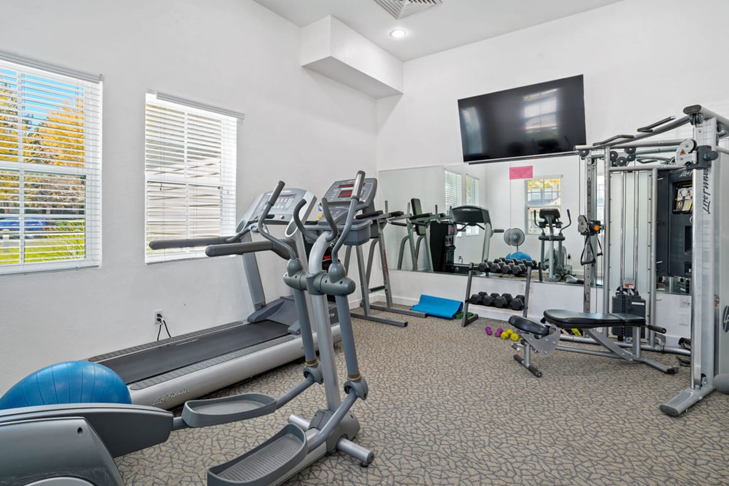 Rendering fitness center at The Bluffs Apartments in Bluffdale, Utah