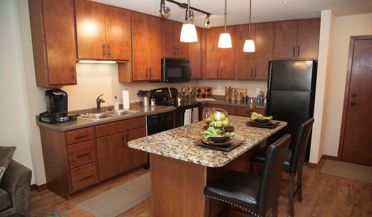 Spacious kitchen at Vicinato in Madison, Wisconsin