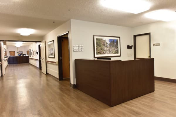 Quiet hallways at Pilot Butte Rehabilitation Center in Bend, Oregon