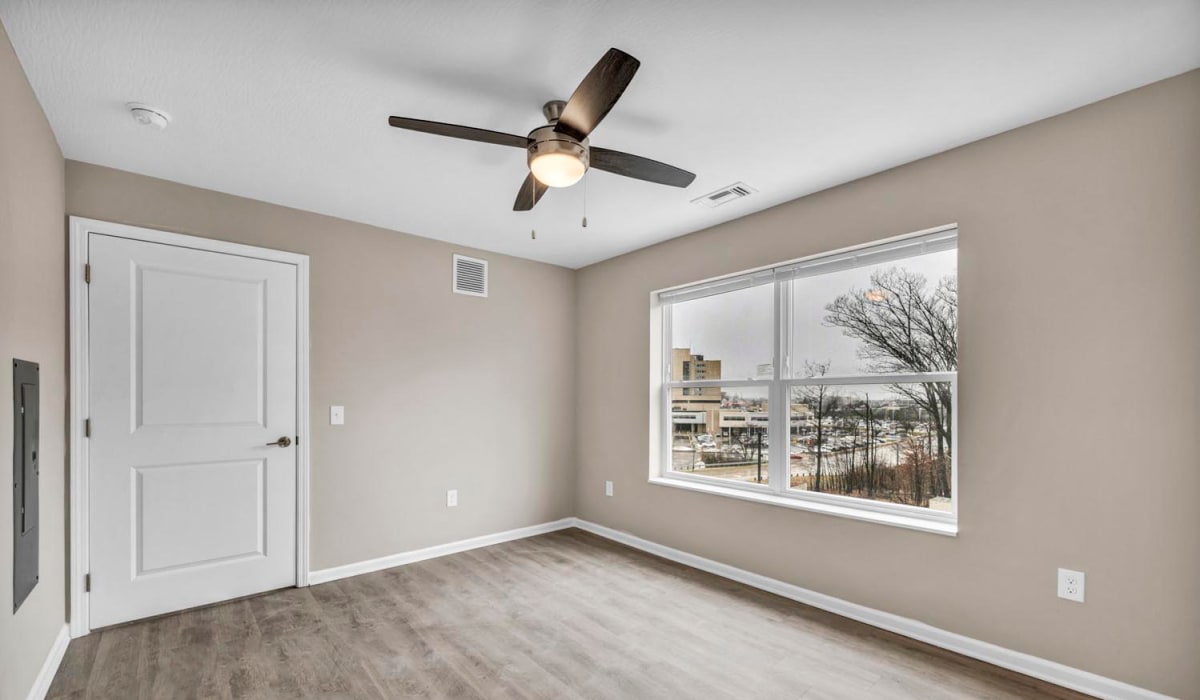 Ceiling fan with light fixture in room at Chesterfield Terrace in Parma, Ohio