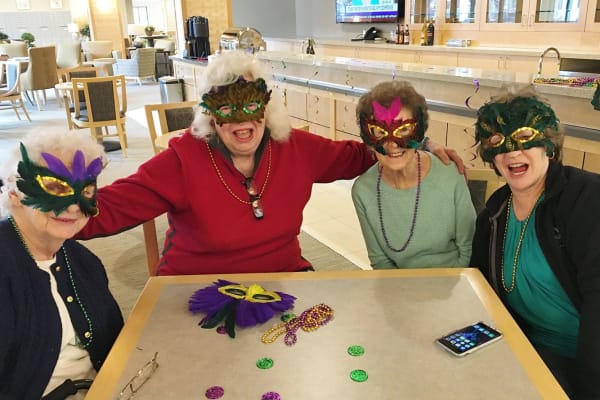 Residents dressed up for an event at Merrill Gardens at Auburn in Auburn, Washington. 