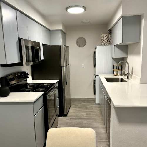 Model home's kitchen with energy-efficient appliances at Tierra Vida in Tucson, Arizona
