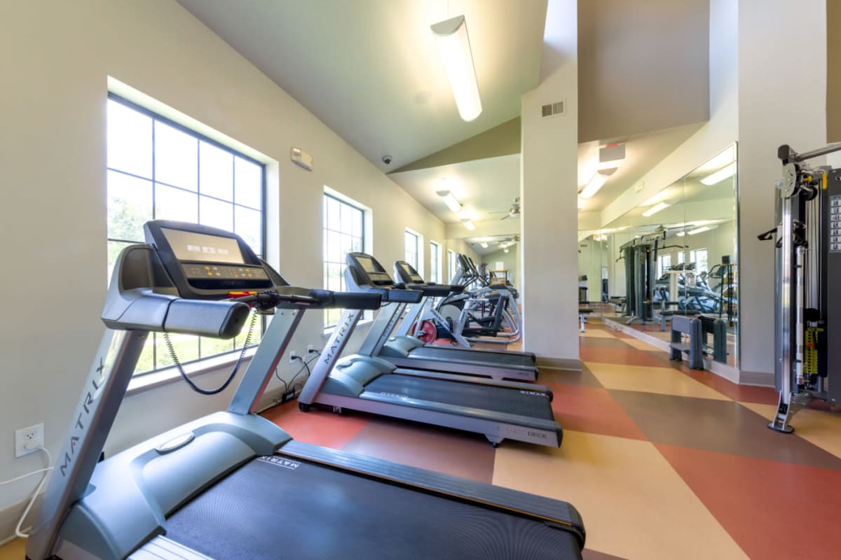 Cardio machines in fitness room at Marquis at Sugar Land in Sugar Land, Texas