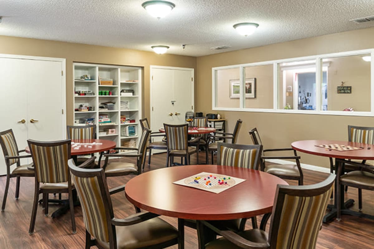 Game and activity room at Plum Creek Place in Amarillo, Texas