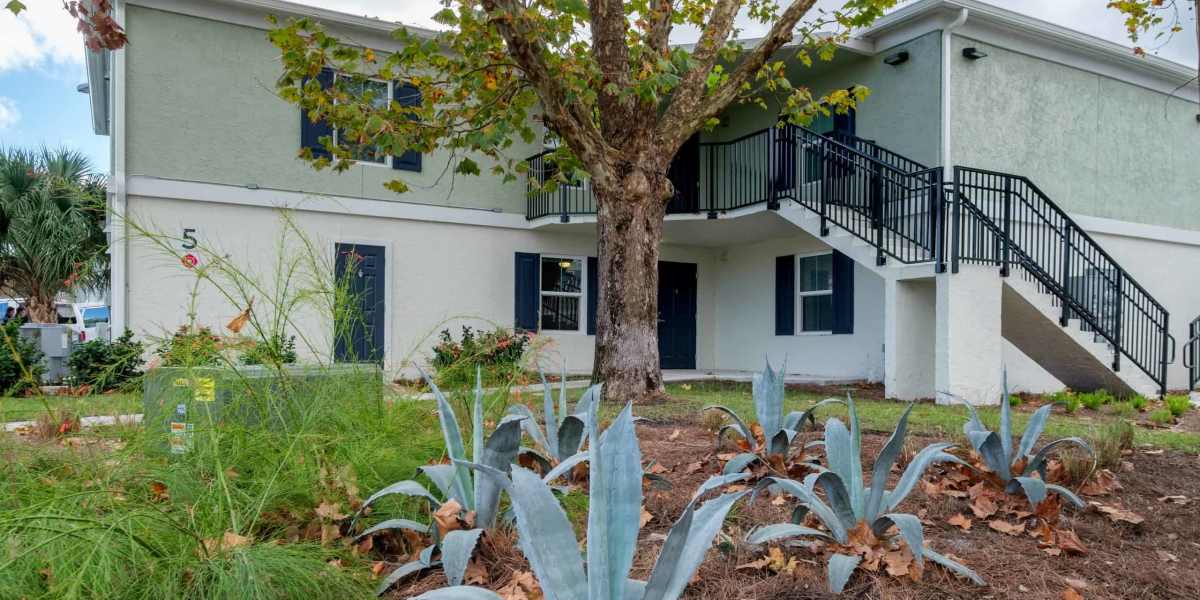 Backyard of apartment at Wayne Densch Center in Orlando, Florida