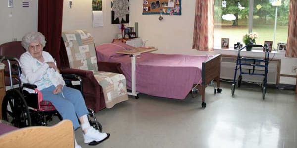 Resident in their private room at Montello Care Center in Montello, Wisconsin