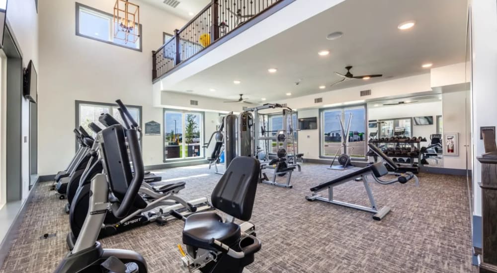 Well equipped fitness center at Luxia Grand Prairie in Grand Prairie, Texas