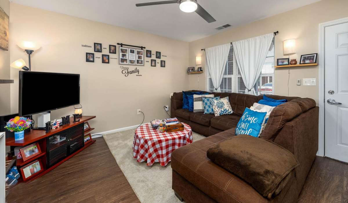 Bright living room at Labelle Greene II in Wheeling, West Virginia