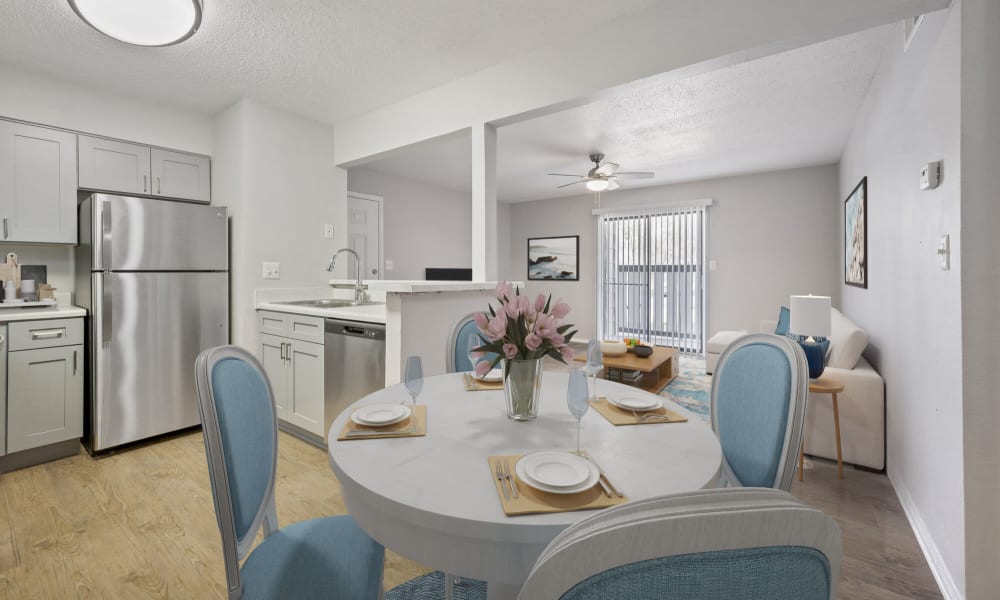 Model Apartment with stainless steel appliances at The Beacon in Huntsville, Alabama