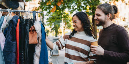 Couple shopping together near Countryside Apartments in Poway, California