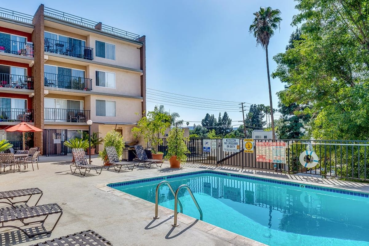 Resident pool at Amanda Regency Apartments, Van Nuys, California
