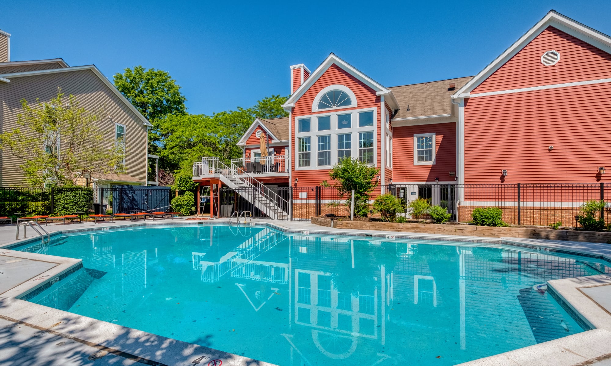 Community swimming pool at Abbotts Run Apartments in Alexandria, Virginia. 