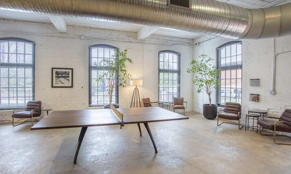 Ping pong table in the community area at Lofts at Inman Mills in Inman, South Carolina