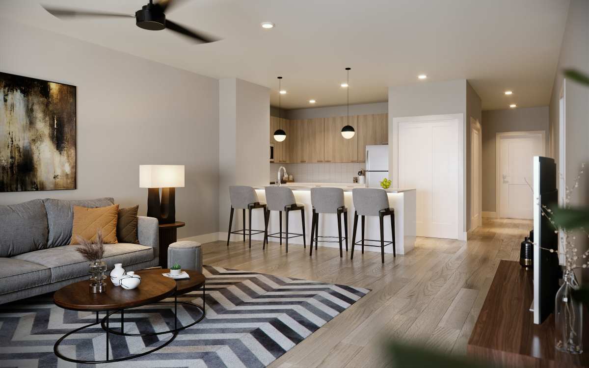 Spacious living room at Stone Village Apartments in Reno, Nevada
