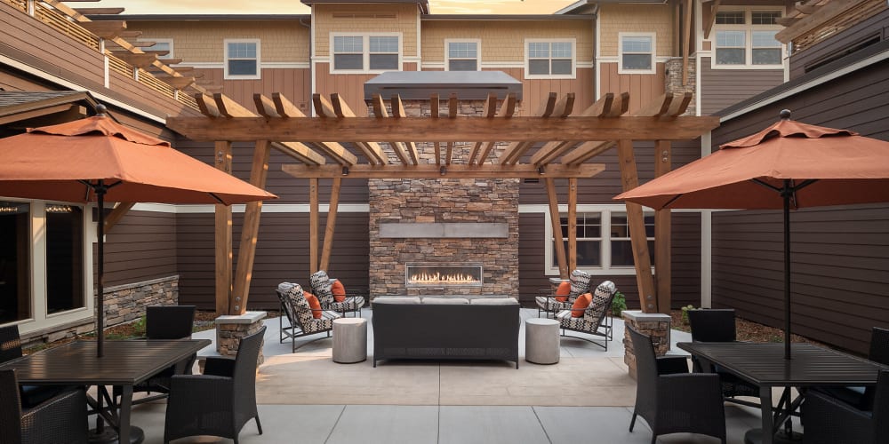 Sunny patio at The Springs at Bozeman in Bozeman, Montana
