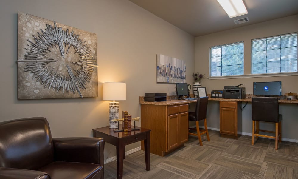 Computer area at Crown Chase Apartments in Wichita, Kansas