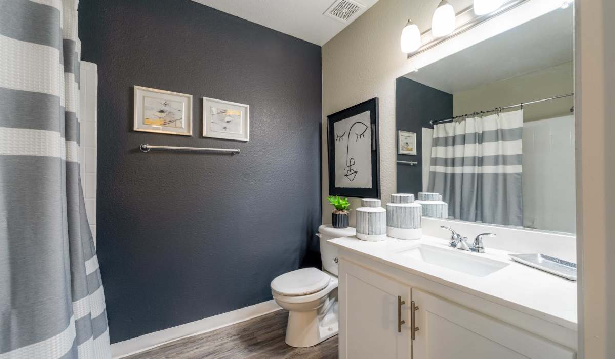 Bathroom with large vanity mirror at Sterling Point in Phoenix, Arizona