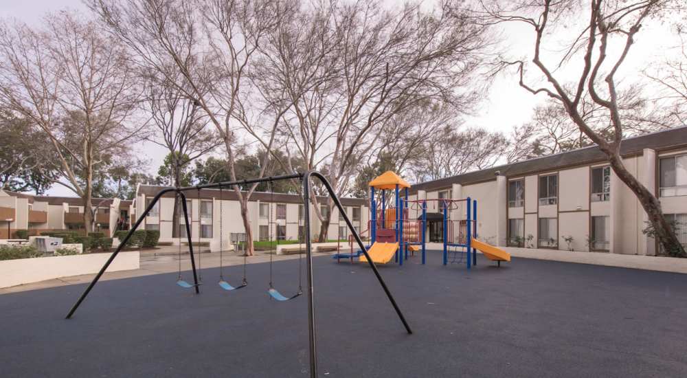 Community play area for kids at Lawrence Road Apartments in Santa Clara, California