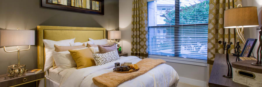 Sleek bedroom at Reserve at the Ballpark in Atlanta, Georgia