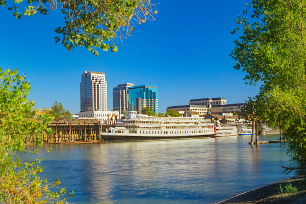 Enjoy the neighborhood by taking in the sites of boats floating by on the nearby Sacramento River at Miramonte and Trovas in Sacramento, California