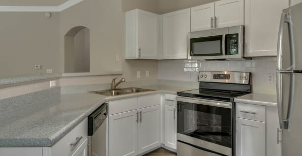A brightly lit kitchen at Palms at World Gateway in Orlando, Florida