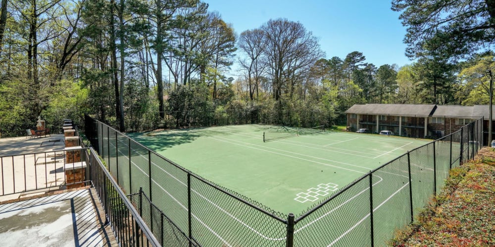 The tennis court at Rivers Edge Apartments in Jonesboro, Georgia