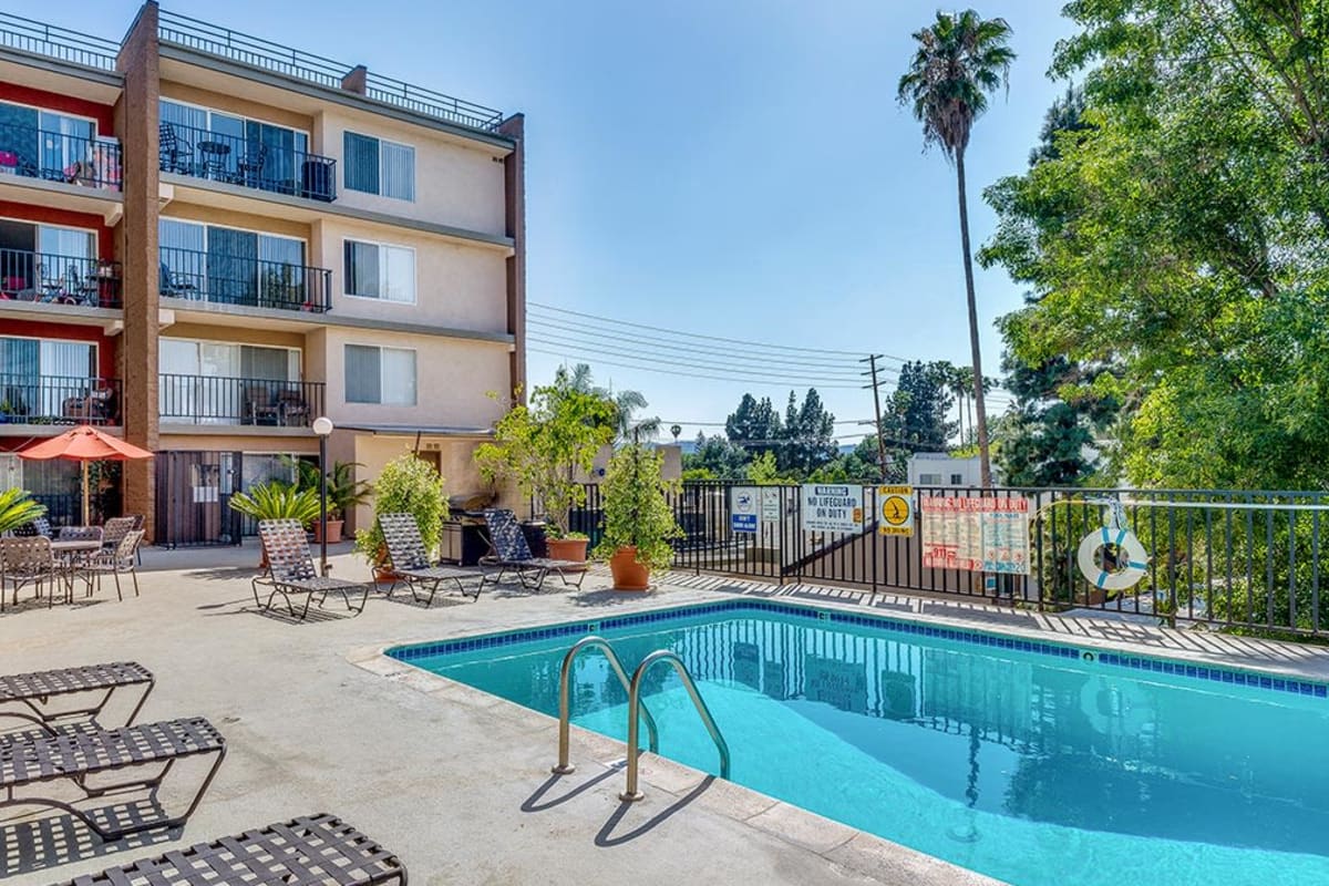 Resident pool at Amanda Regency Apartments, Van Nuys, California